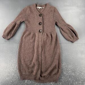 Vince Cardigan Sweater Women Small Chocolate Brown Cardigan Balloon Sleeve Wool